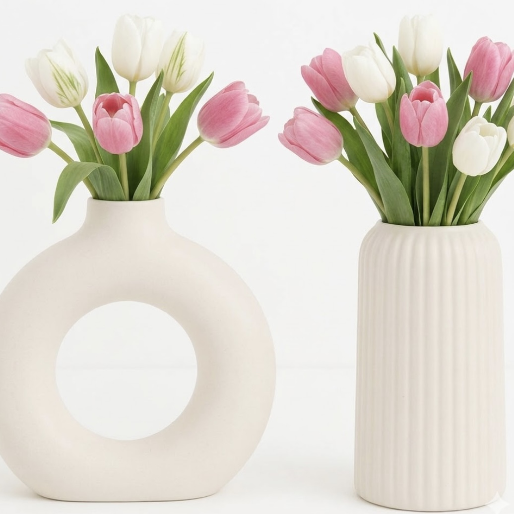 Aesthetic Tulip Flower & Vase Decor Set - Image 7
