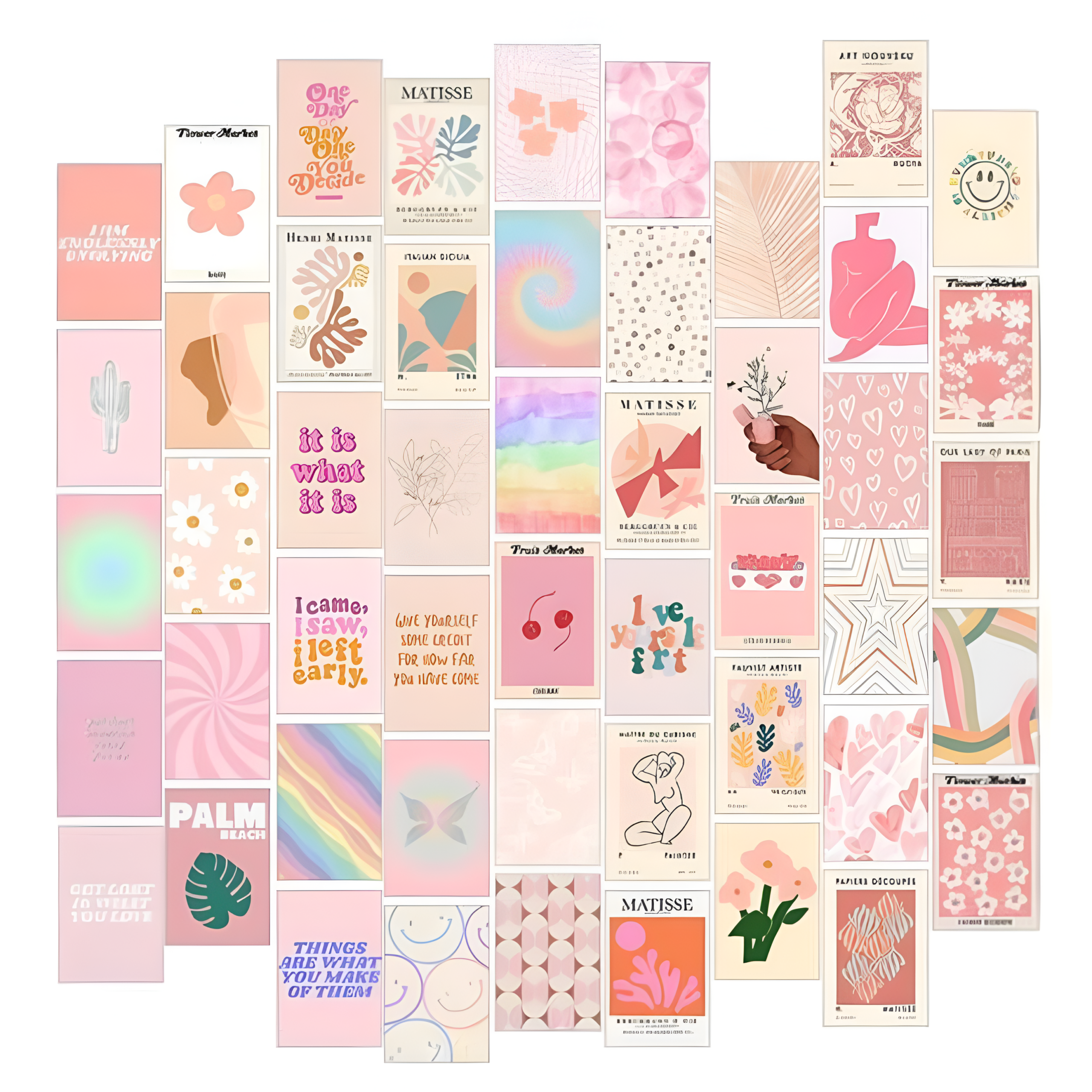Pink Aesthetic Wall Collage Kit – 50 PCS Peel and Stick Room Decor Posters