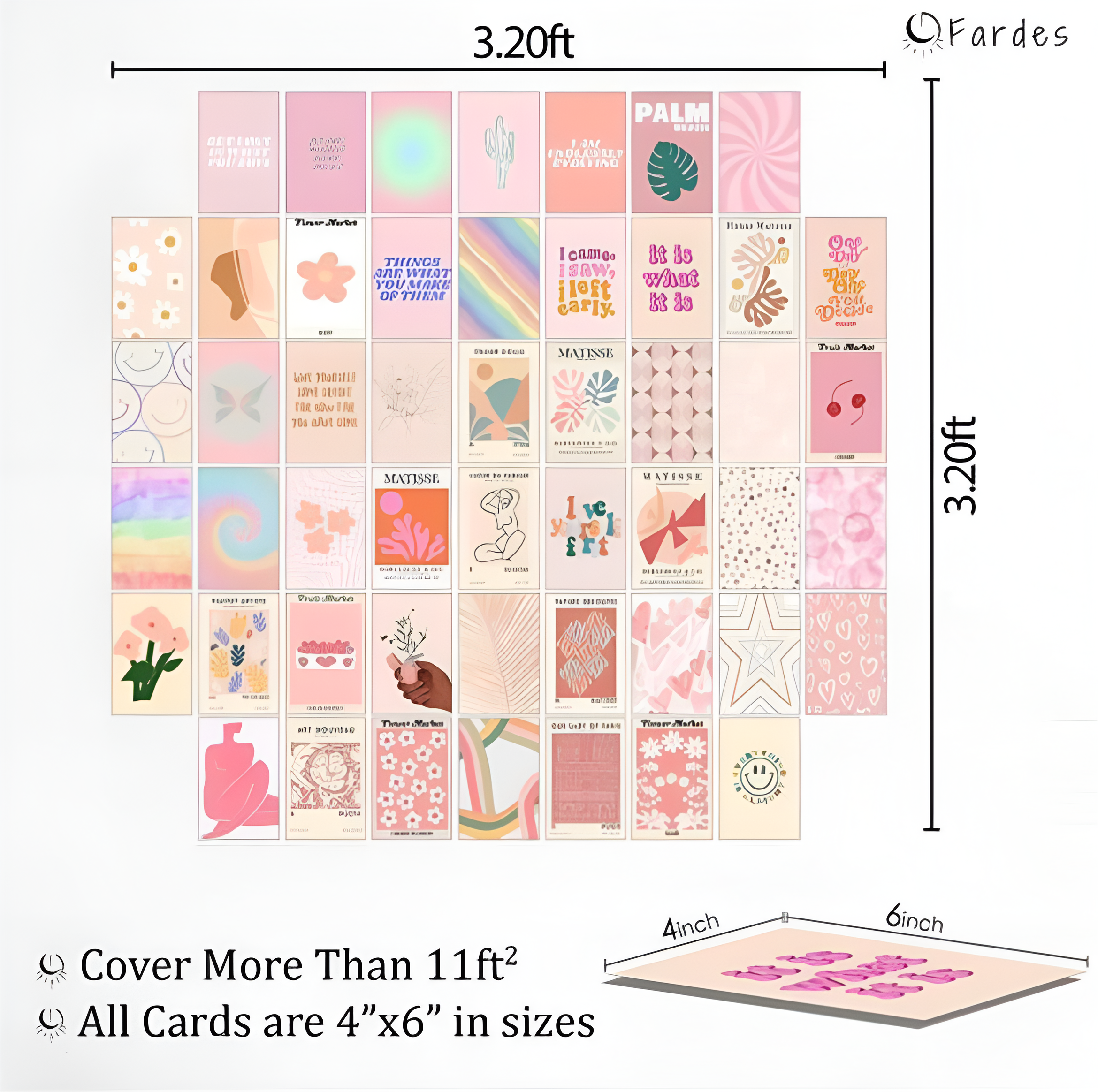 Pink Aesthetic Wall Collage Kit – 50 PCS Peel and Stick Room Decor Posters size