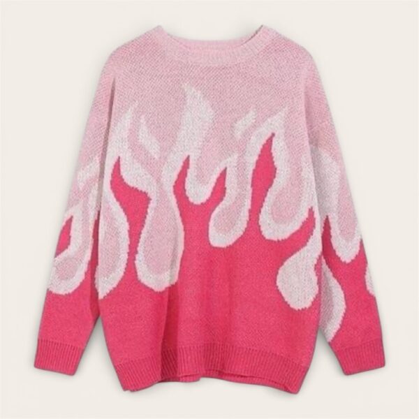 Pink Flame Cotton Sweater for Women – Regular Fit Pullover