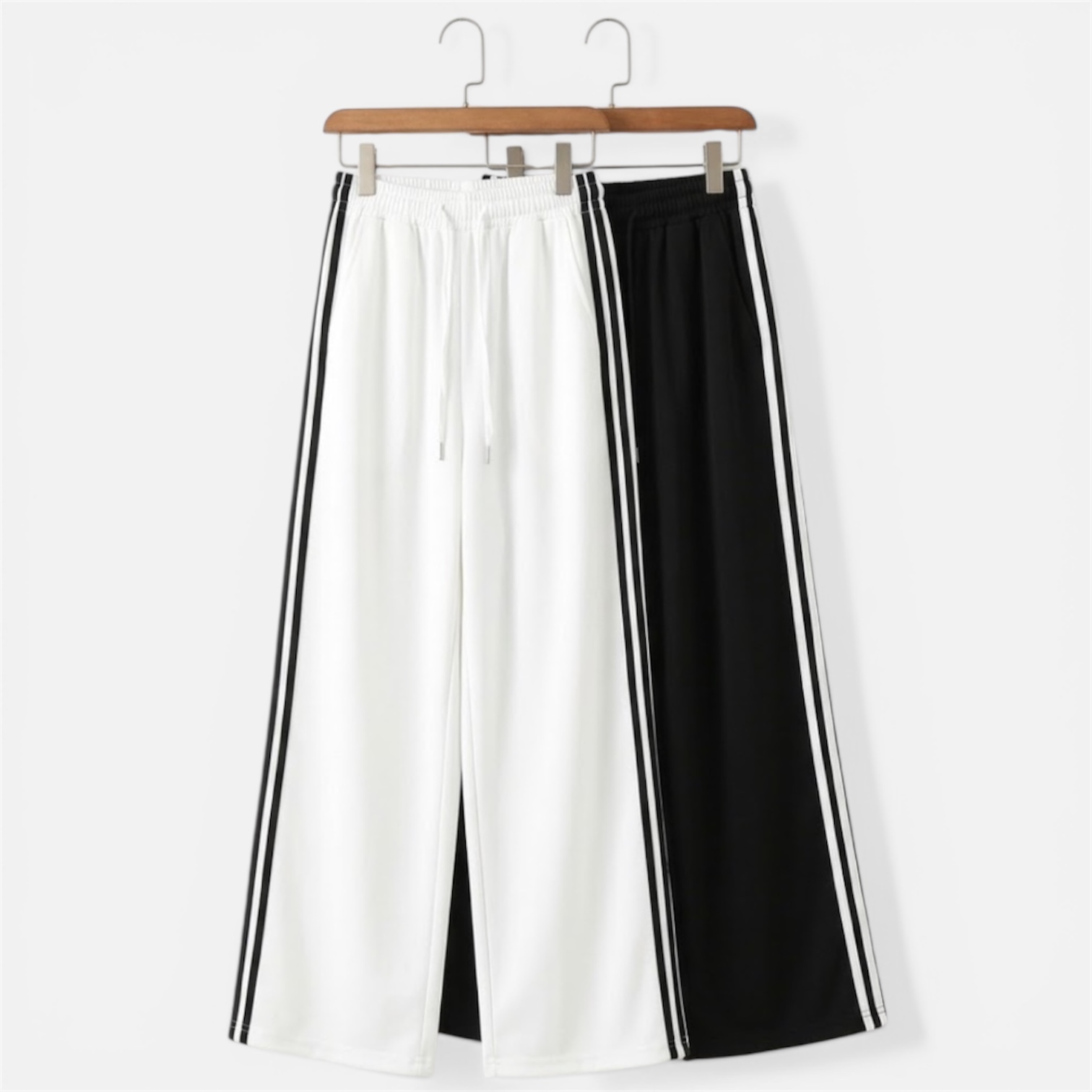 Side Stripe Track Pants Women – Wide Leg Cotton Lycra Trousers