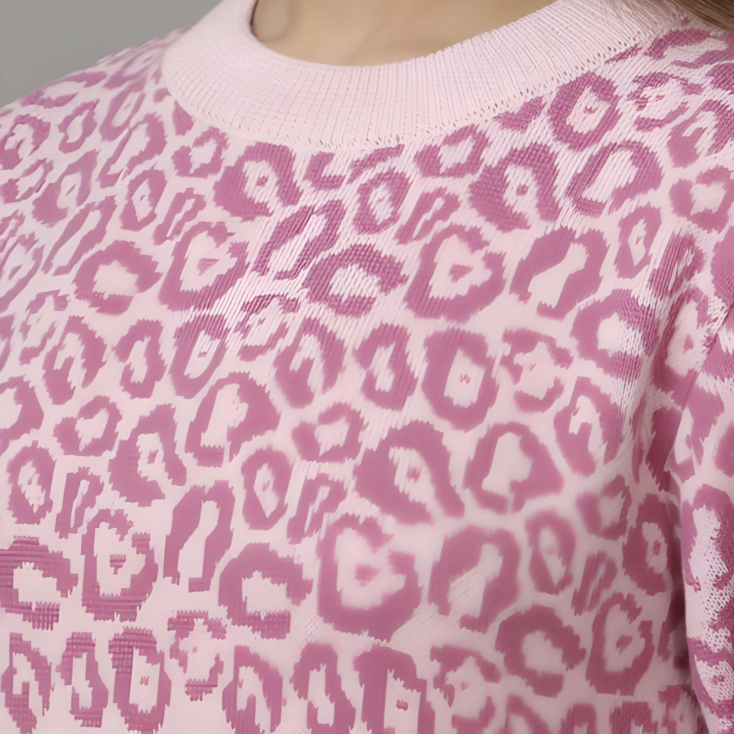 Soft Wool Co-Ord Set for Women – Full Sleeve Sweatshirt & Trouser Set (PINK) neck