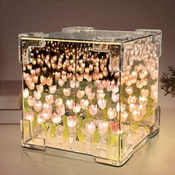 Tulip Cube Mirror Lamp – DIY LED Flower Decorative Light