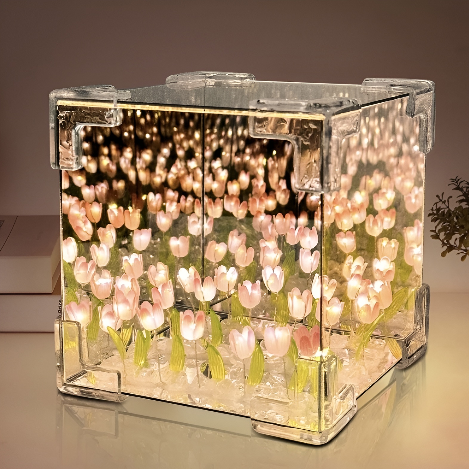 Tulip Cube Mirror Lamp – DIY LED Flower Decorative Light