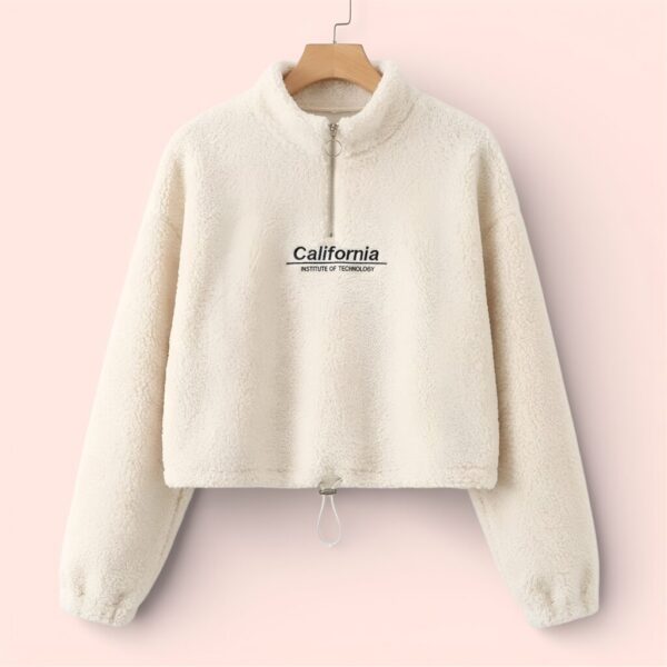 White Hooded Winter Sweatshirt for Women – Wool Zip Hoodie