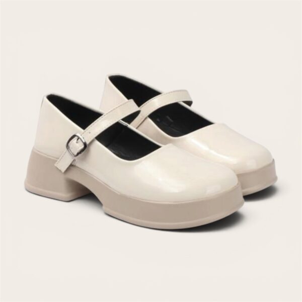 Cream Mary Jane Platform Loafers for Women