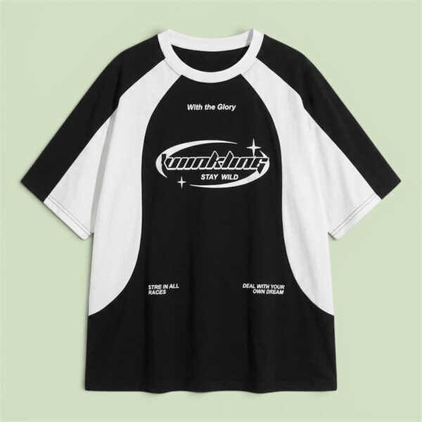Women's Black Oversized Graphic Print Cotton Blend T-Shirt
